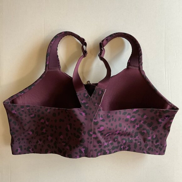 Victoria's Secret Knockout Front-Close Sports Bra, Purple / Leopard Print, 38DD - Picture 7 of 10